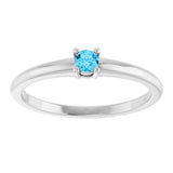 14K White Natural Aquamarine Ring