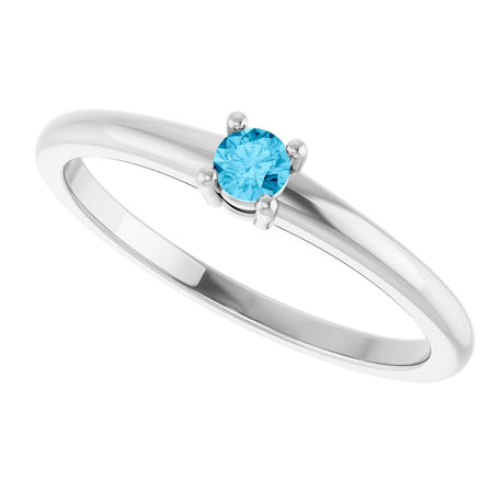 14K White Natural Aquamarine Ring