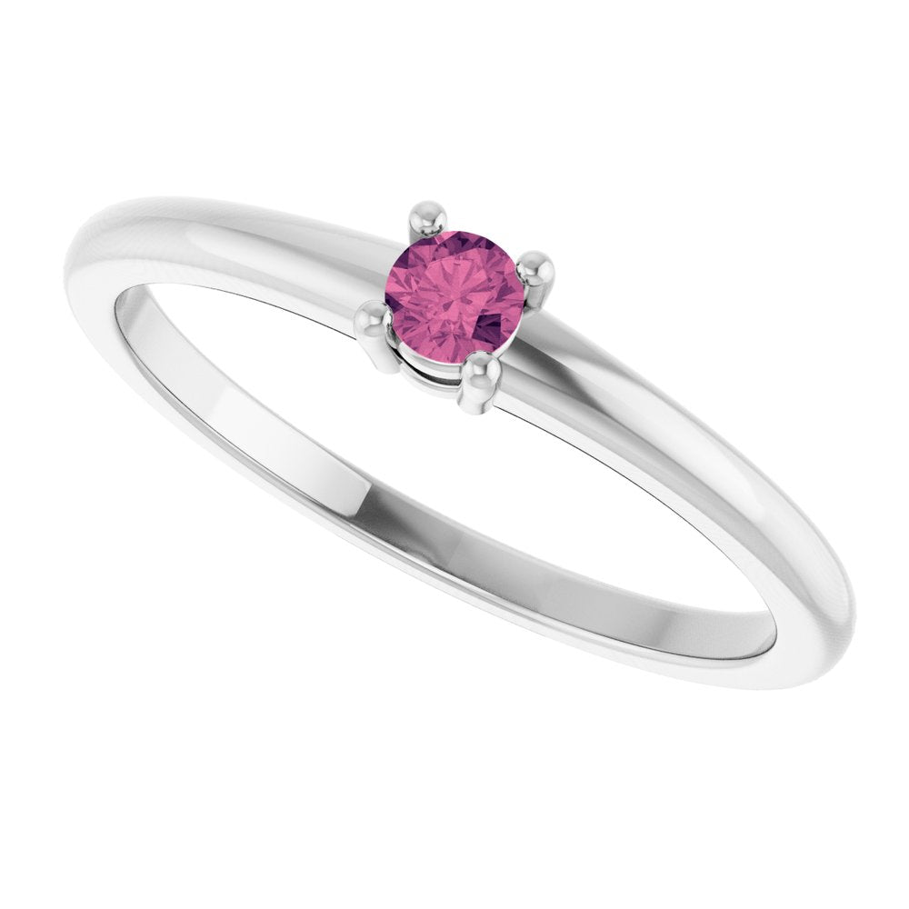 Sterling Silver Natural Pink Tourmaline Ring