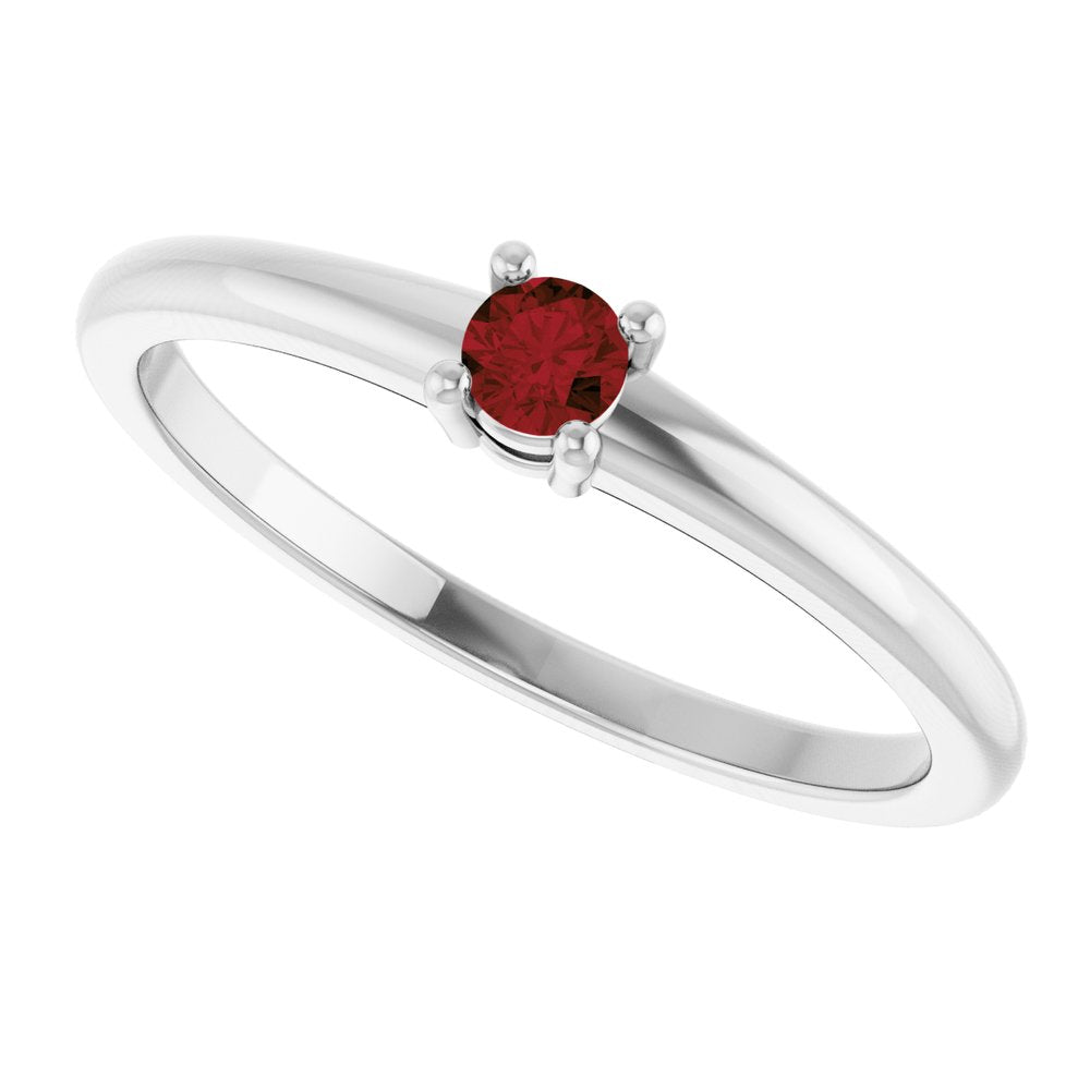 Sterling Silver Natural Garnet Mozambique Ring