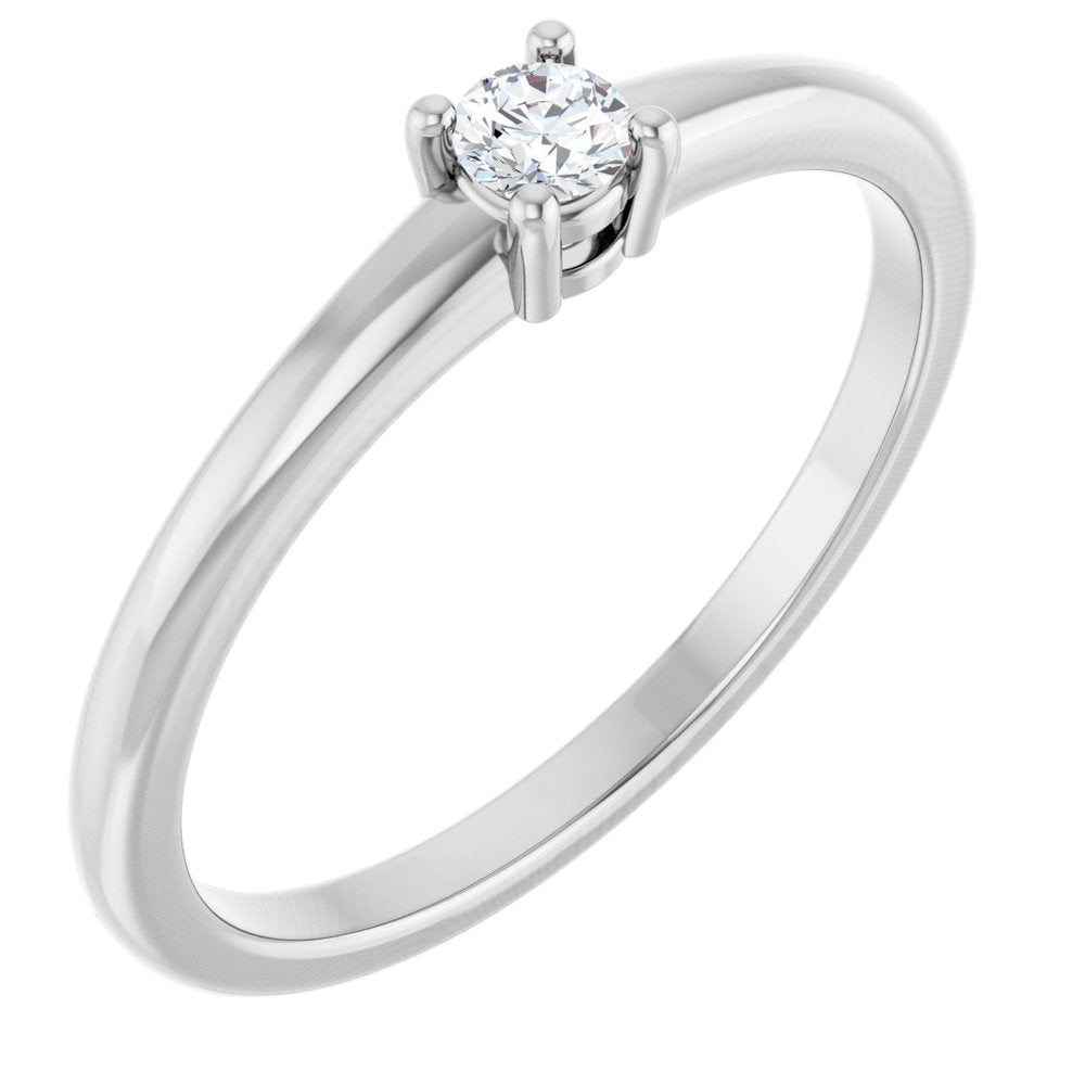 14K White Natural White Sapphire Ring