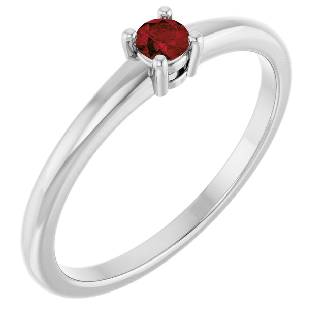 Sterling Silver Natural Garnet Mozambique Ring