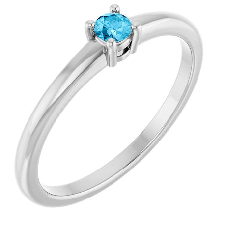 14K White Natural Aquamarine Ring