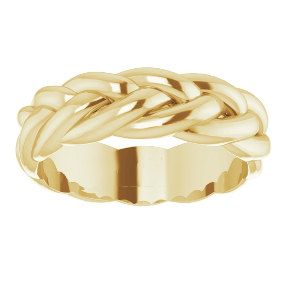 10K Yellow 6 mm Woven-Design Band Size 7.5