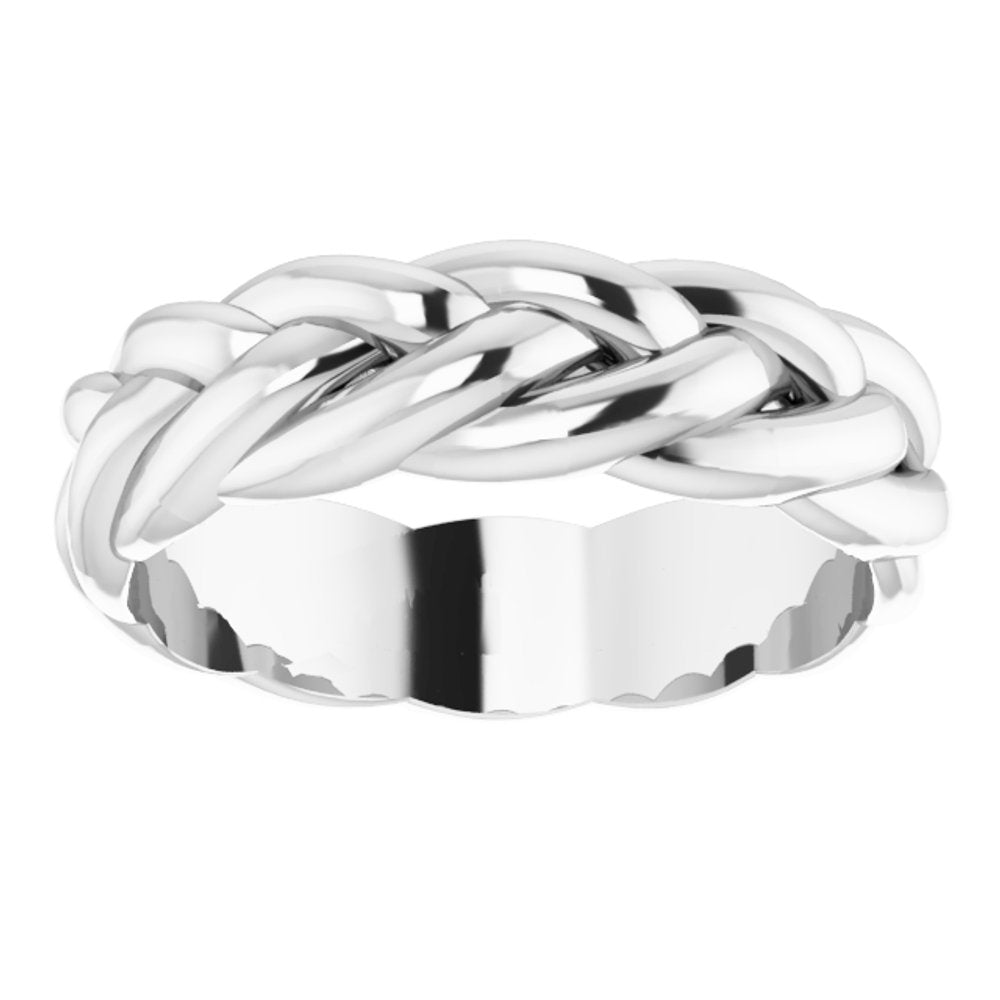 10K White Gold 6 mm Woven-Design Band Size 8.5