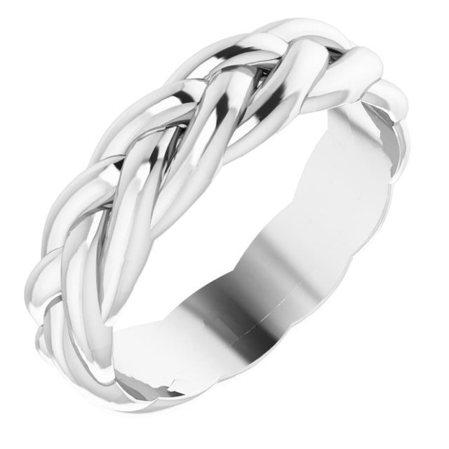 14K White Gold 6 mm Woven-Design Band Size 9.5