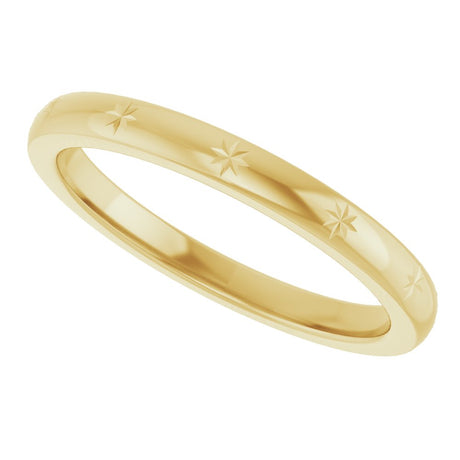 14K Yellow Gold 2.2 mm Celestial Flat Band Size 7