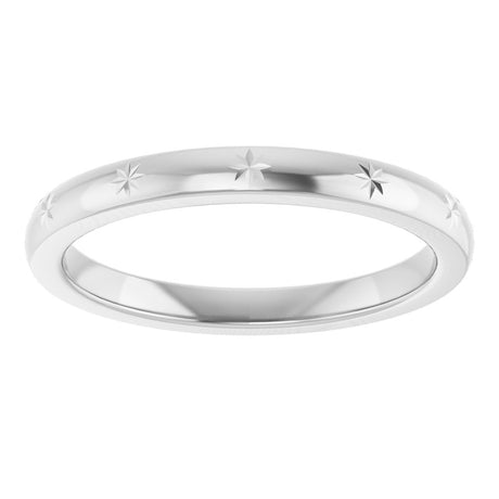 14K White Gold 2.2 mm Celestial Flat Band Size 7