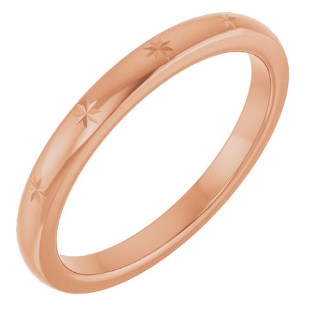 14K Rose Gold 2.2 mm Celestial Flat Band Size 5.5