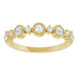 14K Yellow 1/3 CTW Natural Diamond Beaded Halo Anniversary Band