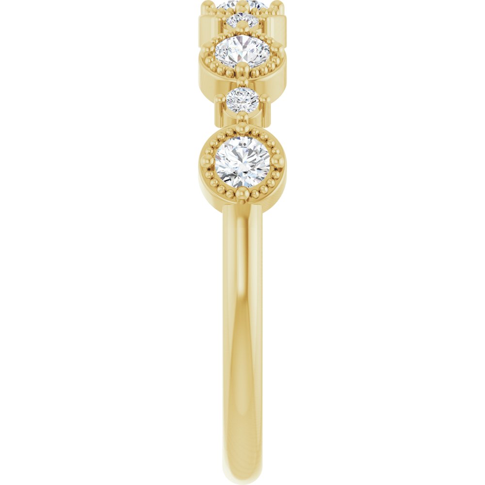 14K Yellow 1/3 CTW Natural Diamond Beaded Halo Anniversary Band