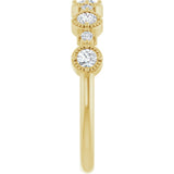 14K Yellow 1/3 CTW Natural Diamond Beaded Halo Anniversary Band