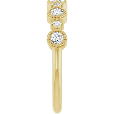 14K Yellow 1/3 CTW Natural Diamond Beaded Halo Anniversary Band