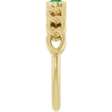 14K Yellow Natural Emerald Curb Chain Ring