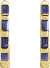 14K Yellow Natural Blue Sapphire Huggie Earrings