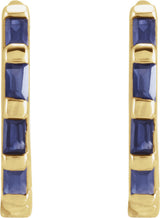 14K Yellow Gold Natural Blue Sapphire Huggie Earrings