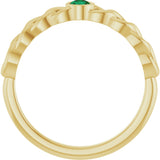 14K Yellow Natural Emerald Curb Chain Ring