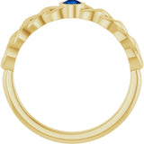 14K Yellow Natural Blue Sapphire Curb Chain Ring