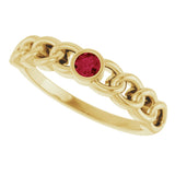 14K Yellow Natural Ruby Curb Chain Ring