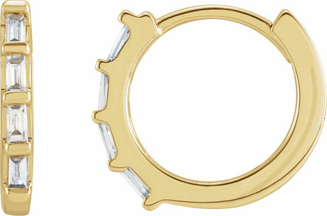 14K Yellow Gold 1/10 CTW Natural Diamond Huggie Earrings