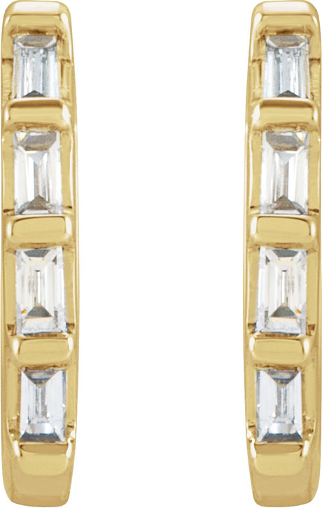 14K Yellow 1/10 CTW Natural Diamond Huggie Earrings