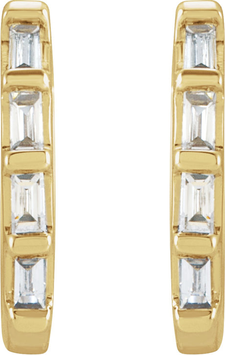14K Yellow Gold 1/10 CTW Natural Diamond Huggie Earrings