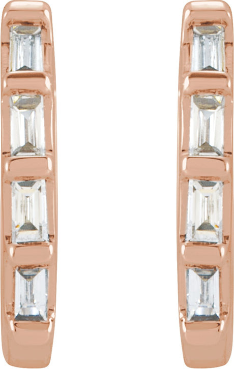 14K Rose 1/10 CTW Natural Diamond Huggie Earrings