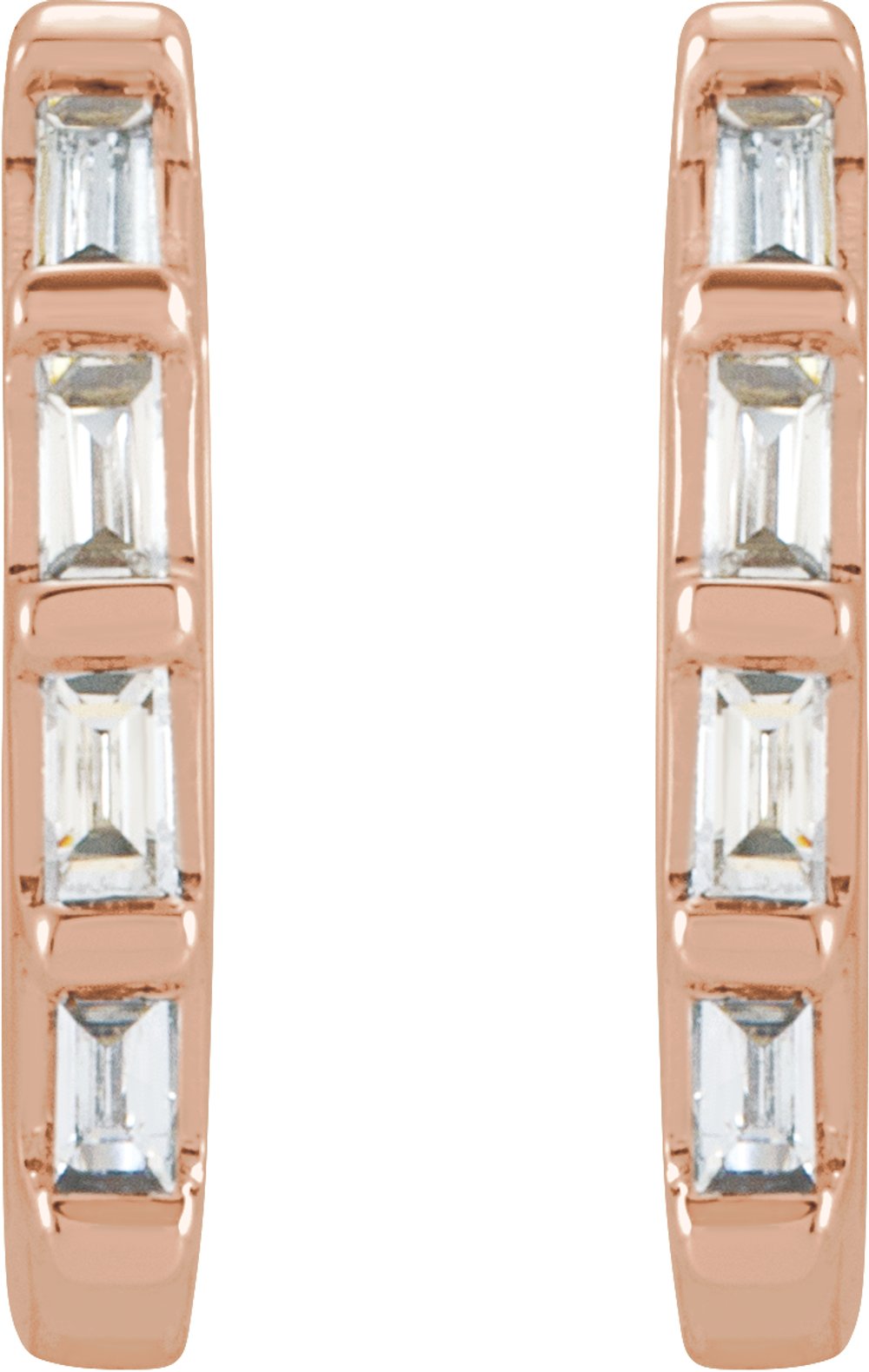 14K Rose 1/10 CTW Natural Diamond Huggie Earrings