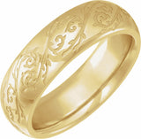 14K Yellow Gold 6 mm Sculptural Half Round Band Size 8.5