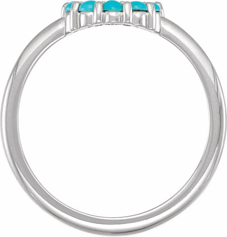 14K White Gold Natural Turquoise Cabochon Halo-Style Ring