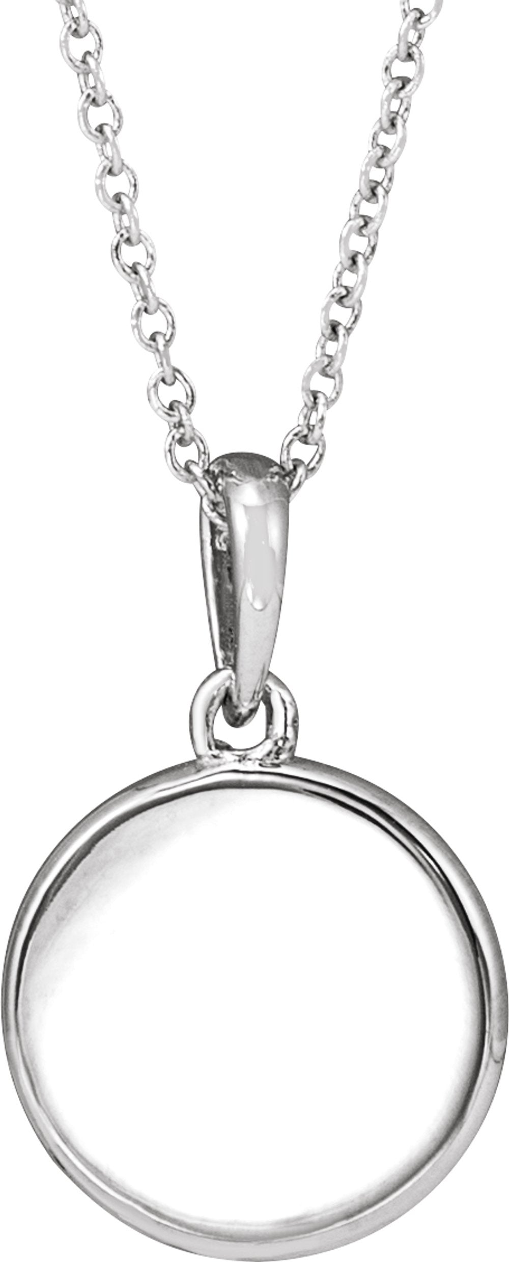 14K White .005 CT Diamond Engravable Necklace