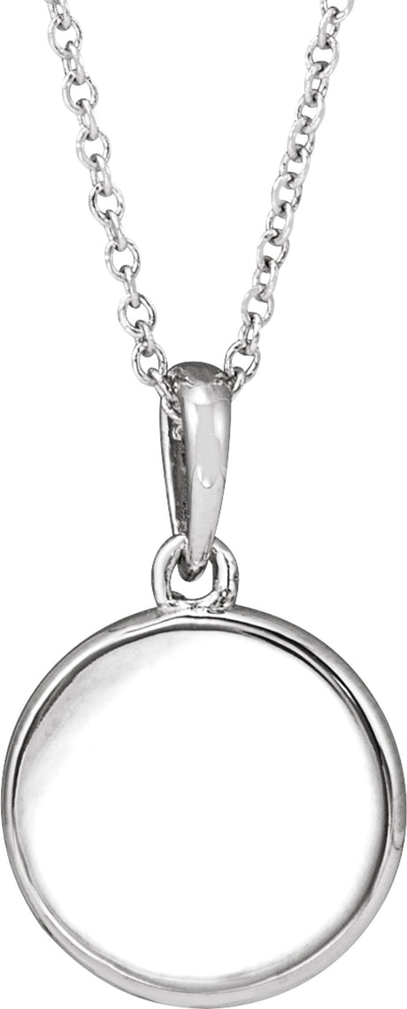 14K White Gold .005 CT Diamond Engravable Necklace