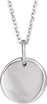14K White Gold Engravable .005 CT Natural Diamond 16-18" Necklace 