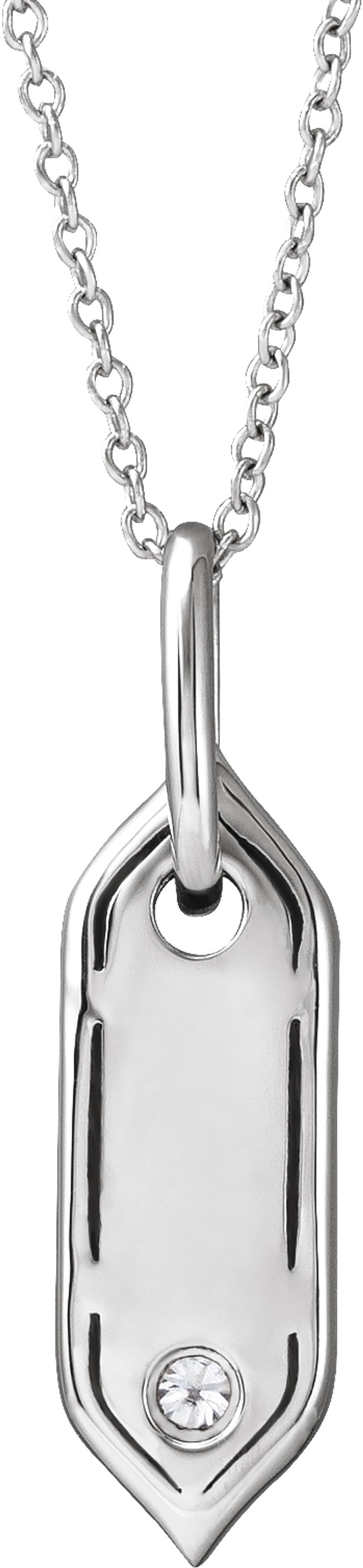 14K White Gold .05 CT Natural Diamond Initial S 16-18" Necklace