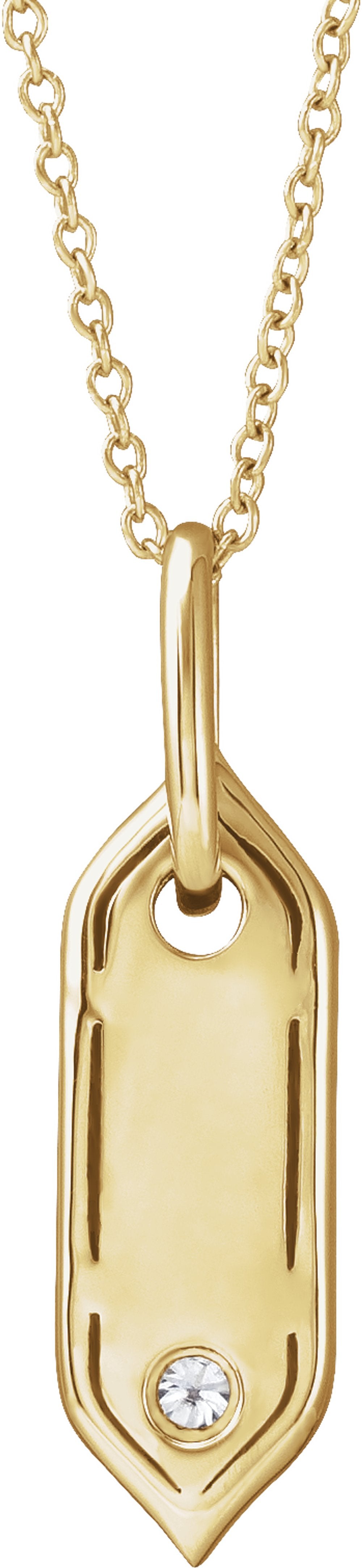 14K Yellow Gold .05 CT Natural Diamond Initial P 16-18" Necklace