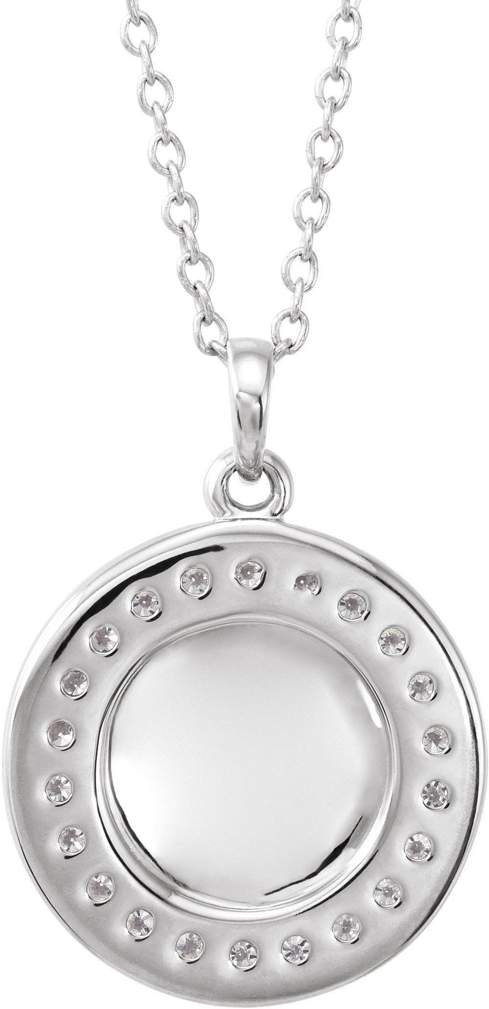 Sterling Silver 1/5 CTW Natural Diamond Engravable 16-18" Necklace