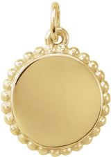 14K Yellow Engravable Beaded Pendant