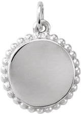 Sterling Silver Engravable Beaded Disc Charm/Pendant