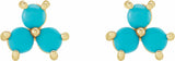 14K Yellow Turquoise Three-Stone Cabochon Earrings