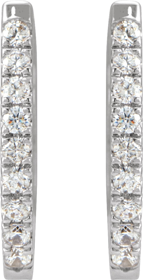 14K White 1/5 CTW Natural Diamond Hoop Earrings