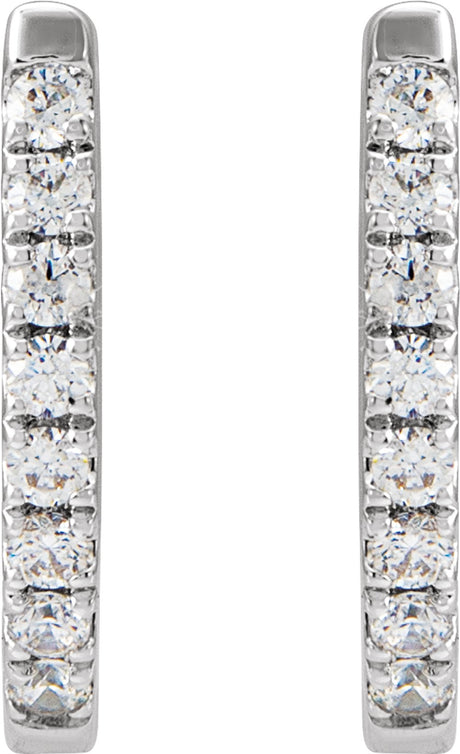 14K White 1/6 CTW Natural Diamond Hoop Earrings