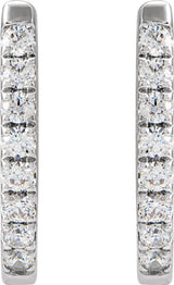 14K White 1/6 CTW Natural Diamond Hoop Earrings