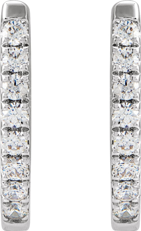 14K White 1/6 CTW Natural Diamond Hoop Earrings