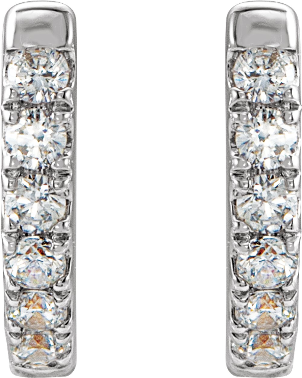 14K White Gold 1/8 CTW Natural Diamond Hoop Earrings