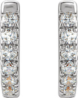 14K White Gold 1/8 CTW Natural Diamond Hoop Earrings
