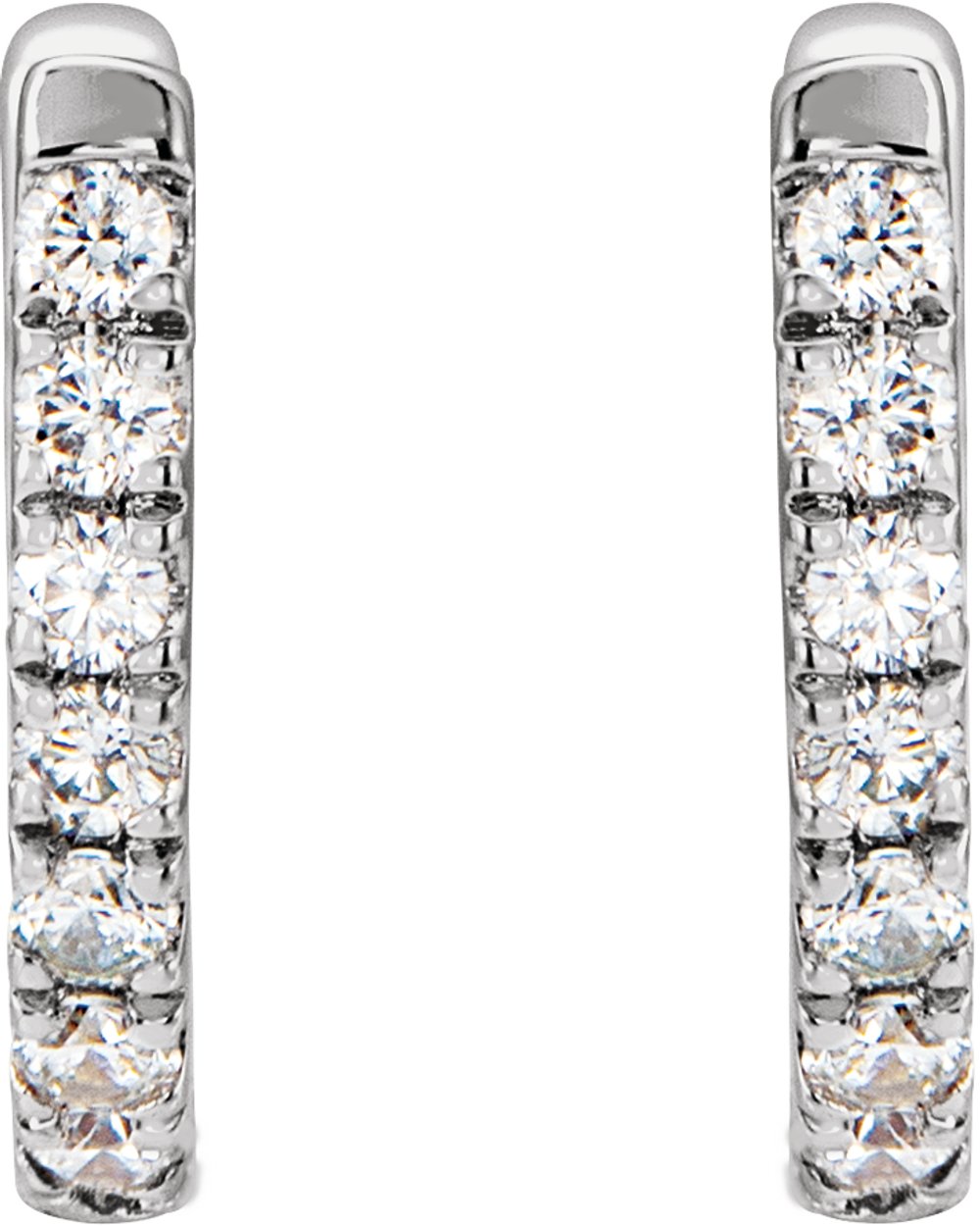 14K White 1/6 CTW Natural Diamond Hoop Earrings