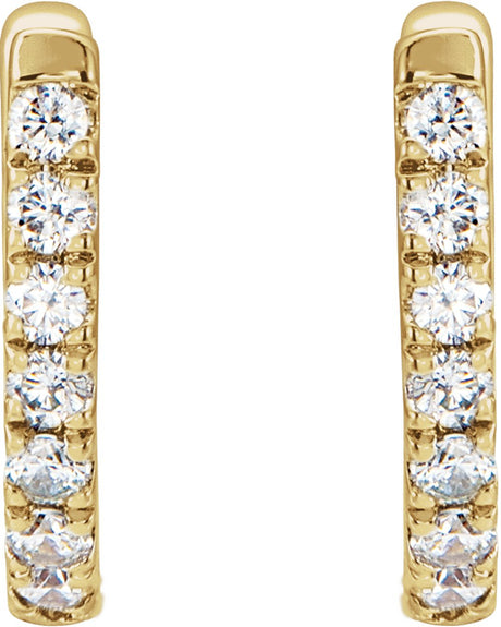 14K Yellow Gold 1/6 CTW Natural Diamond Hoop Earrings