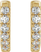 14K Yellow Gold 1/8 CTW Natural Diamond Hoop Earrings