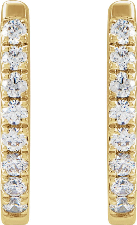 14K Yellow Gold 1/6 CTW Natural Diamond Hoop Earrings