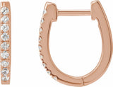 14K Rose Gold 1/5 CTW Natural Diamond Hoop Earrings